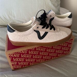 Vans Cream and Black Low-Top Sneakers